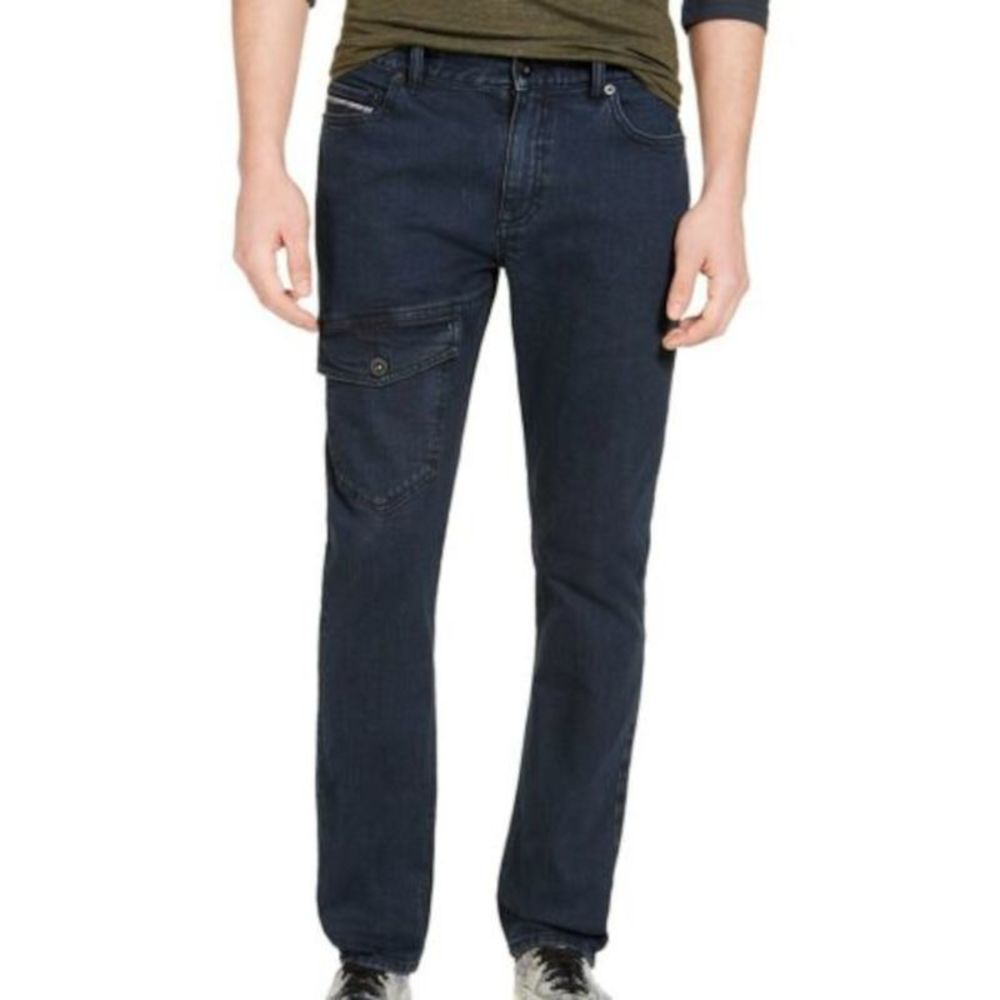 JOURNEE COLLECTION Mens Navy Straight Leg Stretch Slim Fit Denim Jeans 31W/ 30L